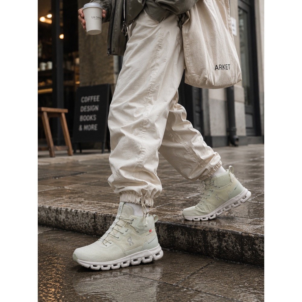 On Running Cloud Hi Mineral Vegan Suede High Top Sneakers Swiss Engineering 9.5